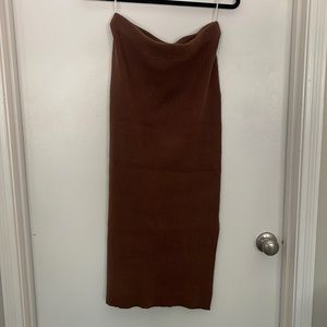 Shop talulah ribbed midi sweater skirt in cocoa brown, sz L